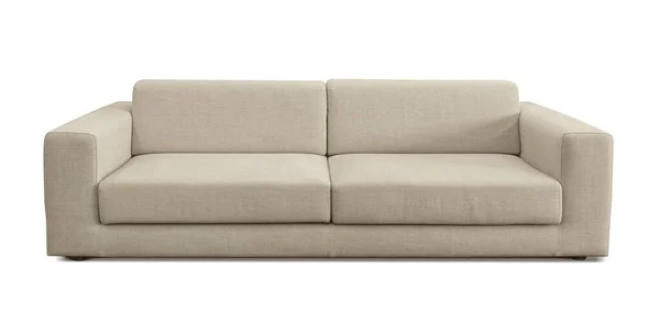 Современный льняной диван. Диван изолирован на белом фоне. Студийные съемки — стоковое фото