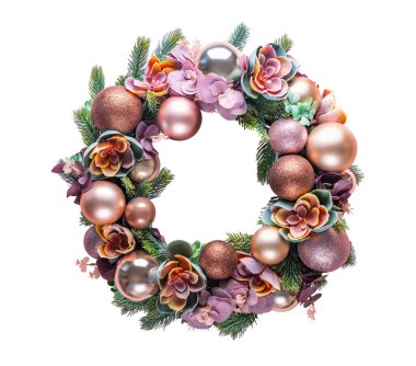 Beyaz bir arka plan üzerinde izole Noel çelenk