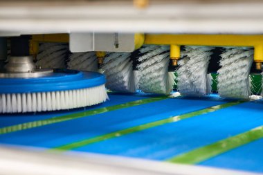 Automatic industrial line for washing and cleaning carpets