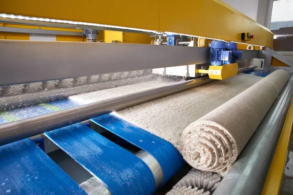 Automatic industrial line for washing and cleaning carpets — Stockfoto