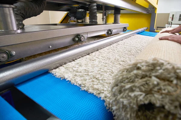 Ligne industrielle automatique pour laver et nettoyer les tapis — Photo