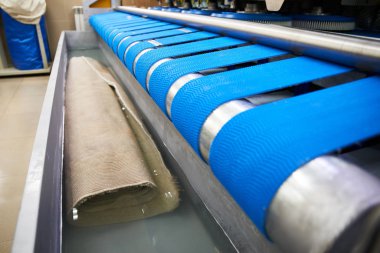 Automatic industrial line for washing and cleaning carpets