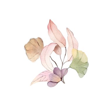 Suluboya resimli el çizimi orman çiçekleri kışın sonbahar tohumları kumaş, duvar kağıtları, çarşaf posterleri ve kartpostal dekoru.