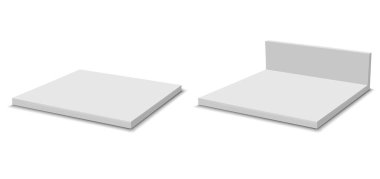 Beyaz gerçekçi mağaza rafları. İç öge