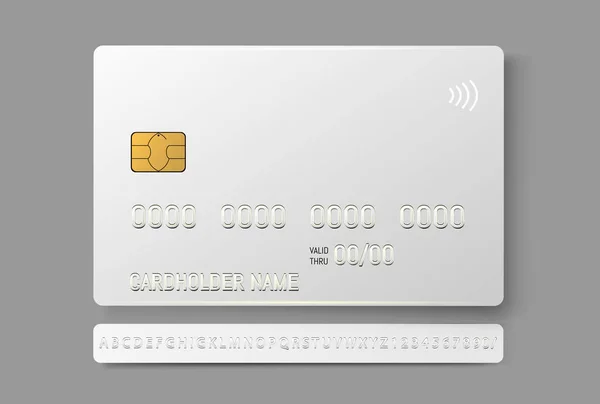 Carte de crédit en plastique avec puce emv. Paiement sans contact — Image vectorielle