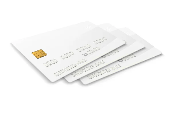 Weiße Kreditkarte mit emv-Chip. Kontaktloses Bezahlen — Stockvektor