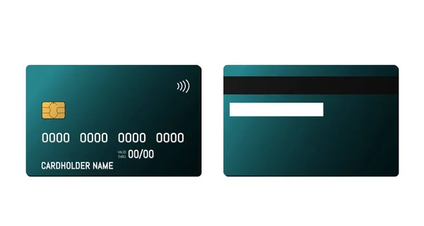 Tarjeta de plástico de crédito con chip emv. Pago sin contacto — Archivo Imágenes Vectoriales