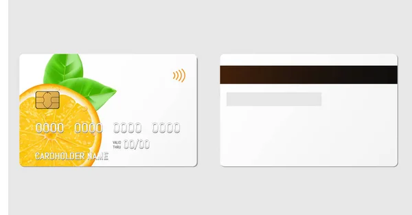 Tarjeta de plástico de crédito con chip emv. Pago sin contacto — Archivo Imágenes Vectoriales