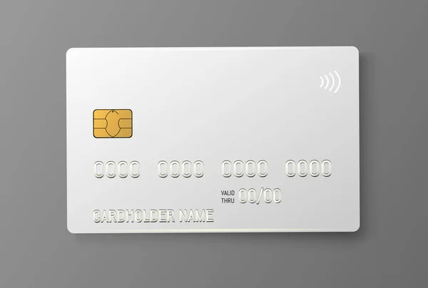 Weiße Plastikkarte Mit Emv Chip Kontaktloses Bezahlen — Stockvektor