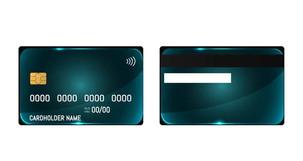 Tarjeta de plástico de crédito con chip emv. Pago sin contacto — Archivo Imágenes Vectoriales