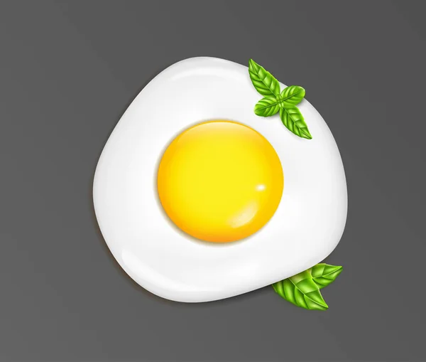 Wektor realistyczne smażone jajko z bazylii — Wektor stockowy