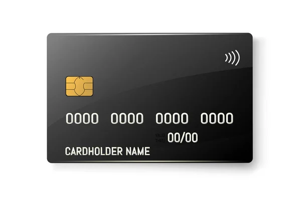 Tarjeta de plástico de crédito con chip emv. Pago sin contacto — Archivo Imágenes Vectoriales