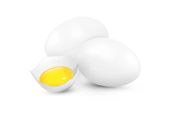 Realistyczne wektor białe jaja i żółtko na białym tle — Wektor stockowy