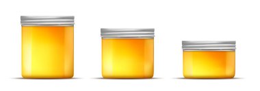 Gümüş vida kapaklı vektör bal kavanozu