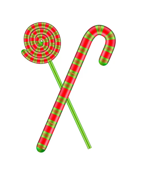クリスマス キャンデー杖とロリポップ — ストックベクタ