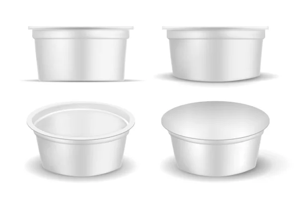 Recipiente de plástico branco vazio para iogurte . — Vetor de Stock