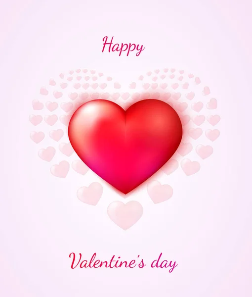 Gelukkige Valentijnsdag wenskaart met een rood hart — Stockvector