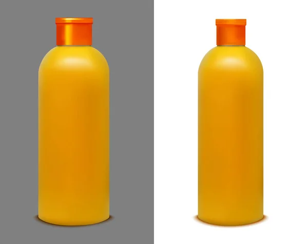 Botella de plástico naranja para jugo, champú y agua — Archivo Imágenes Vectoriales