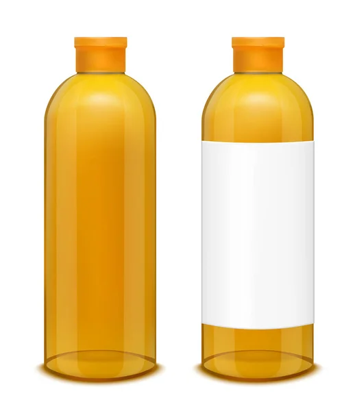 Скляна помаранчева пляшка для соку, шампуню та води — стоковий вектор