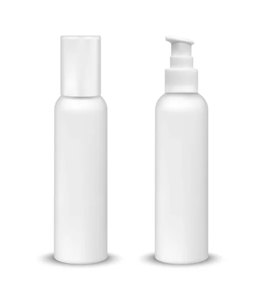 Bottiglia di plastica bianca con erogatore pompa — Vettoriale Stock