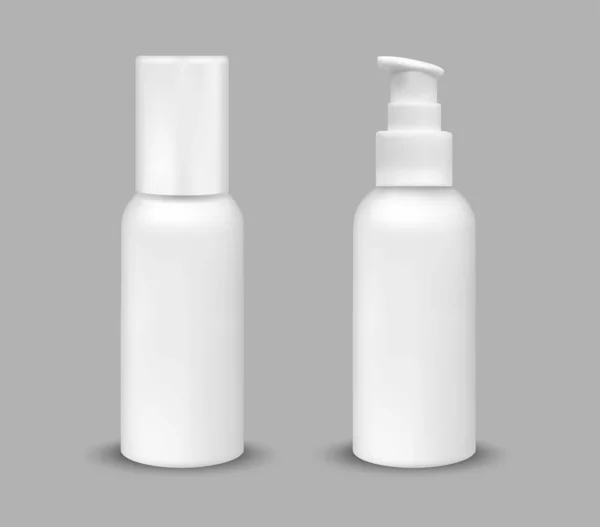 Bottiglia di plastica bianca con erogatore pompa — Vettoriale Stock