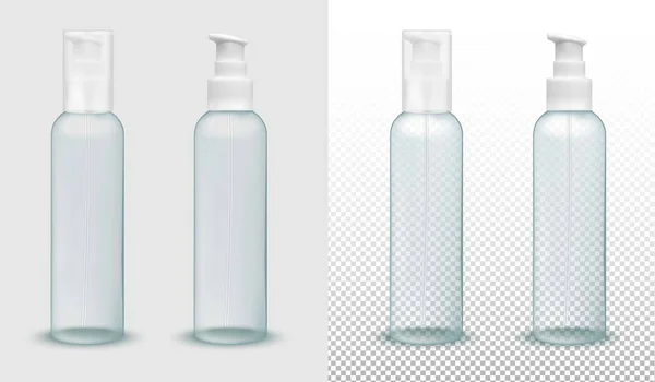 Transparente Plastikflasche mit Pumpenspender — Stockvektor