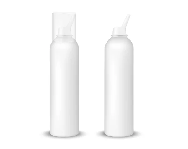 Bottiglia di metallo o plastica bianca con erogatore della pompa — Vettoriale Stock