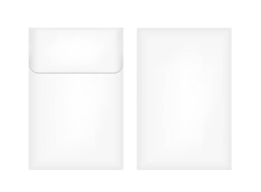 Beyaz plastik ya da kağıt ambalaj. Karton zarf