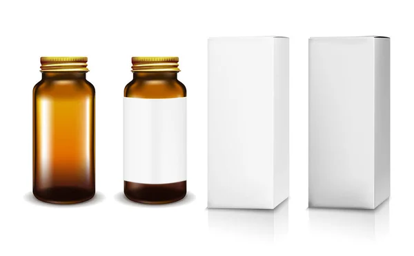Tarro de vidrio vectorial con caja blanca para cosméticos y medicamentos — Archivo Imágenes Vectoriales