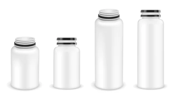 Διάνυσμα ανοιχτό και κλειστό πλαστικό μπουκάλι για πολυβιταμίνες — Διανυσματικό Αρχείο