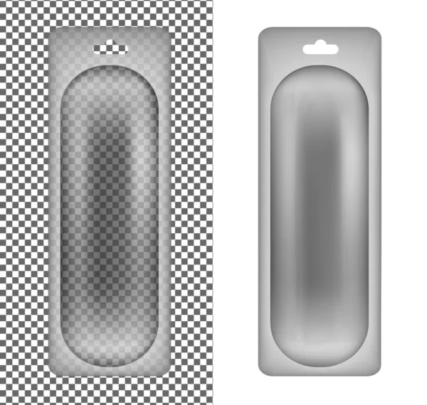 Transparente ovale Kunststoffverpackung mit Hängeschlitz — Stockvektor