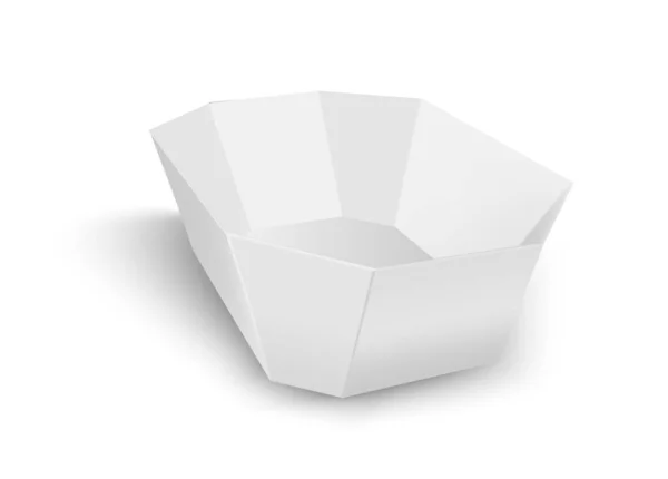 Белый пакет для закусок, еды и шоколада. Открытая коробка — стоковый вектор