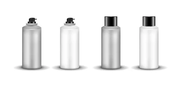 Botella cosmética de plástico o metal con tapa — Archivo Imágenes Vectoriales