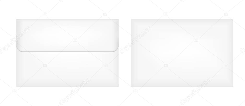 White plastic or paper packaging. Cardboard envelope