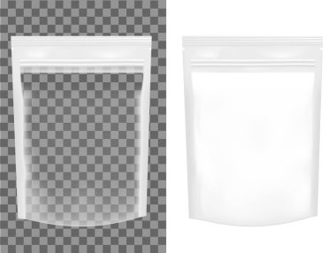 Fermuarlı şeffaf boş plastik paket.  