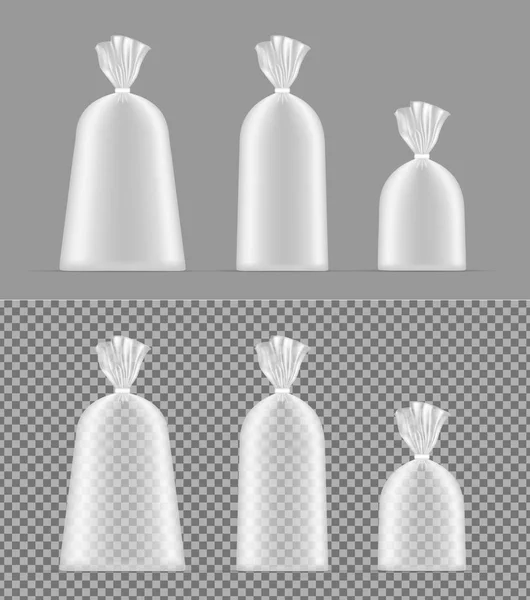 Transparente Leerfolien oder Papierverpackungen. Beutel für Brot — Stockvektor