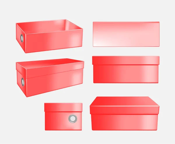 Caja de zapatos de cartón rojo — Vector de stock