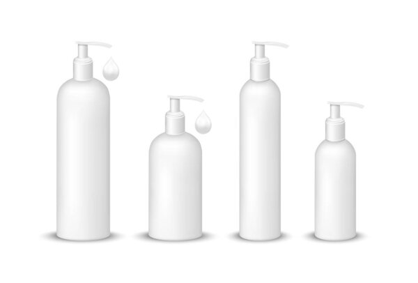 Белая пластиковая бутылка с насосом
