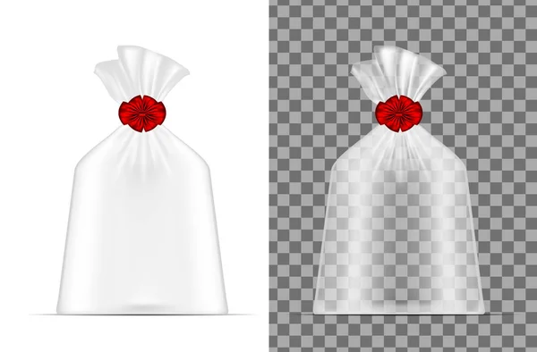 Sac en plastique transparent. Emballage pour pain, café, bonbons — Image vectorielle