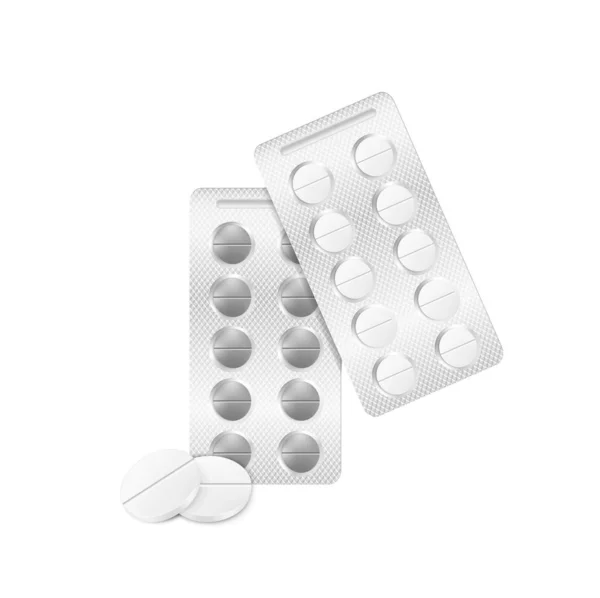 Realistic blister pills. Realistic image — Stock Vector