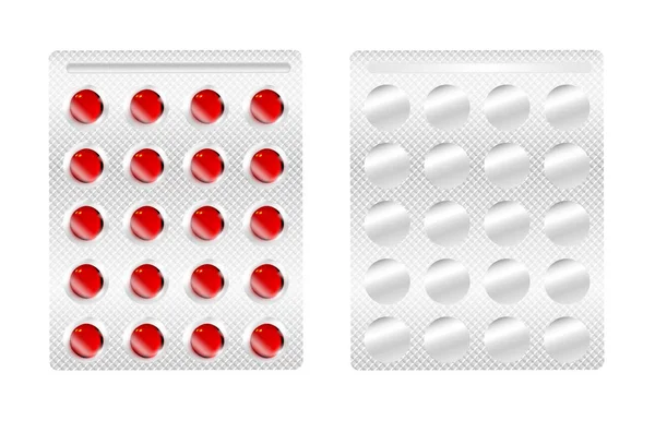 Red vector pills. Realistic image — Stock Vector