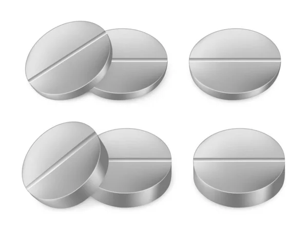 Black round tablets. Realistic image — Stock Vector