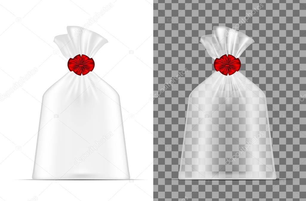 Transparent plastic bag. Packaging for bread, coffee, sweets 
