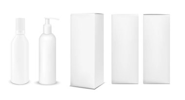 Kapaklı ve pompalı plastik ya da metal beyaz şişe..