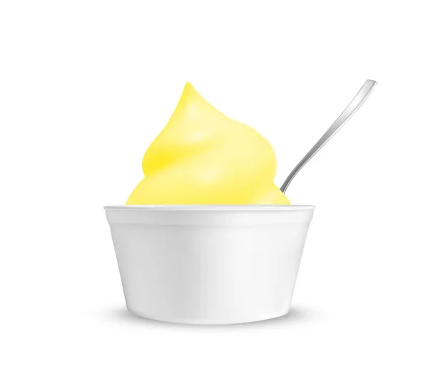 Kaşık içinde limonlu dondurma. — Stok Vektör