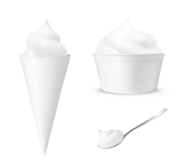Crème glacée dans une tasse avec une cuillère — Image vectorielle