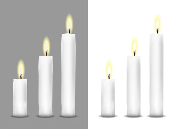 Realistyczny obraz płonącej białej świecy — Wektor stockowy