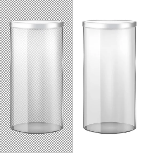 Transparentes Glasgefäß mit Metalldeckel — Stockvektor