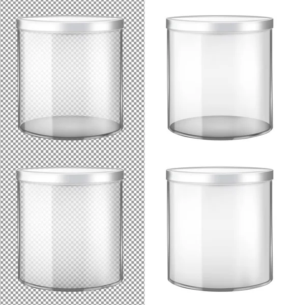 Vaso di vetro trasparente con coperchio in metallo — Vettoriale Stock