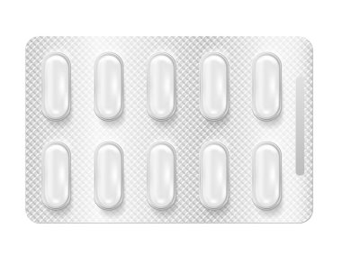 Gerçekçi 3D kabarcık hapları.